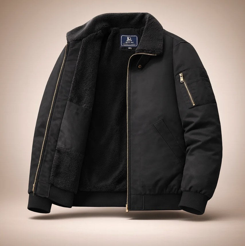 Nathan | Men's Structured Bomber Jacket, Warm Fleece-Lined Jacket | Animated Apparel