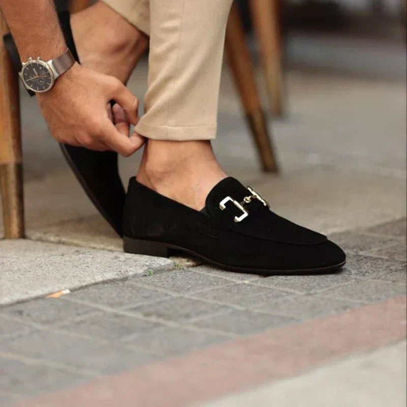 Nathan | Men's Suede Loafers with Horsebit Detail, Slip-On Loafers | Animated Apparel