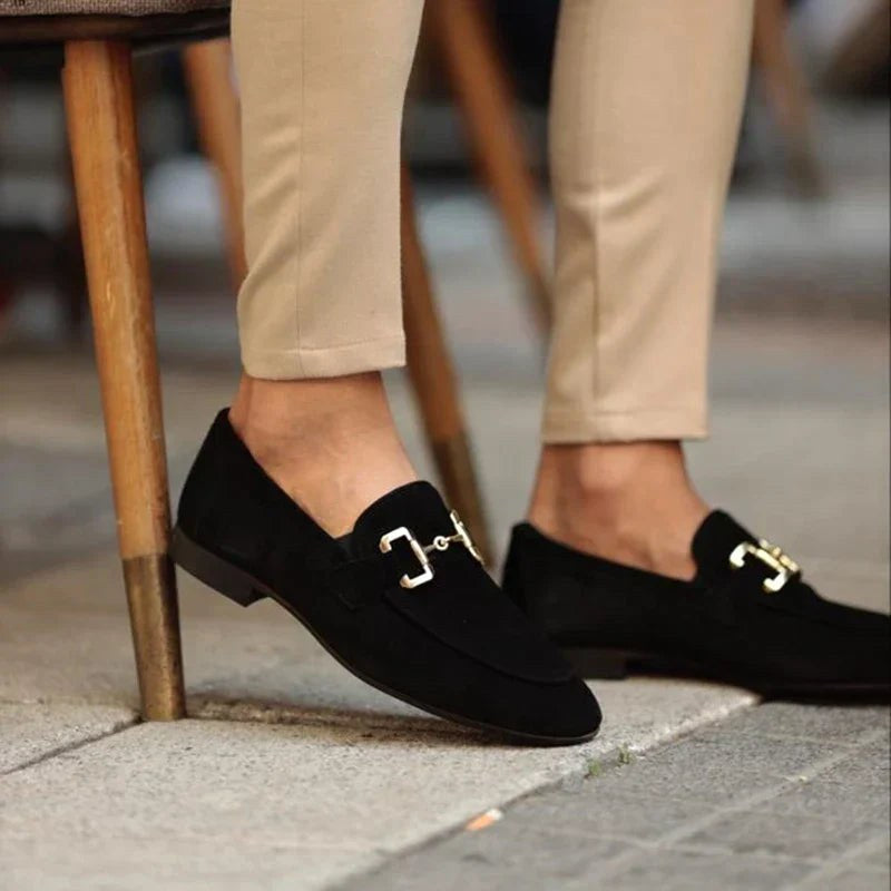 Nathan | Men's Suede Loafers with Horsebit Detail, Slip-On Loafers | Animated Apparel