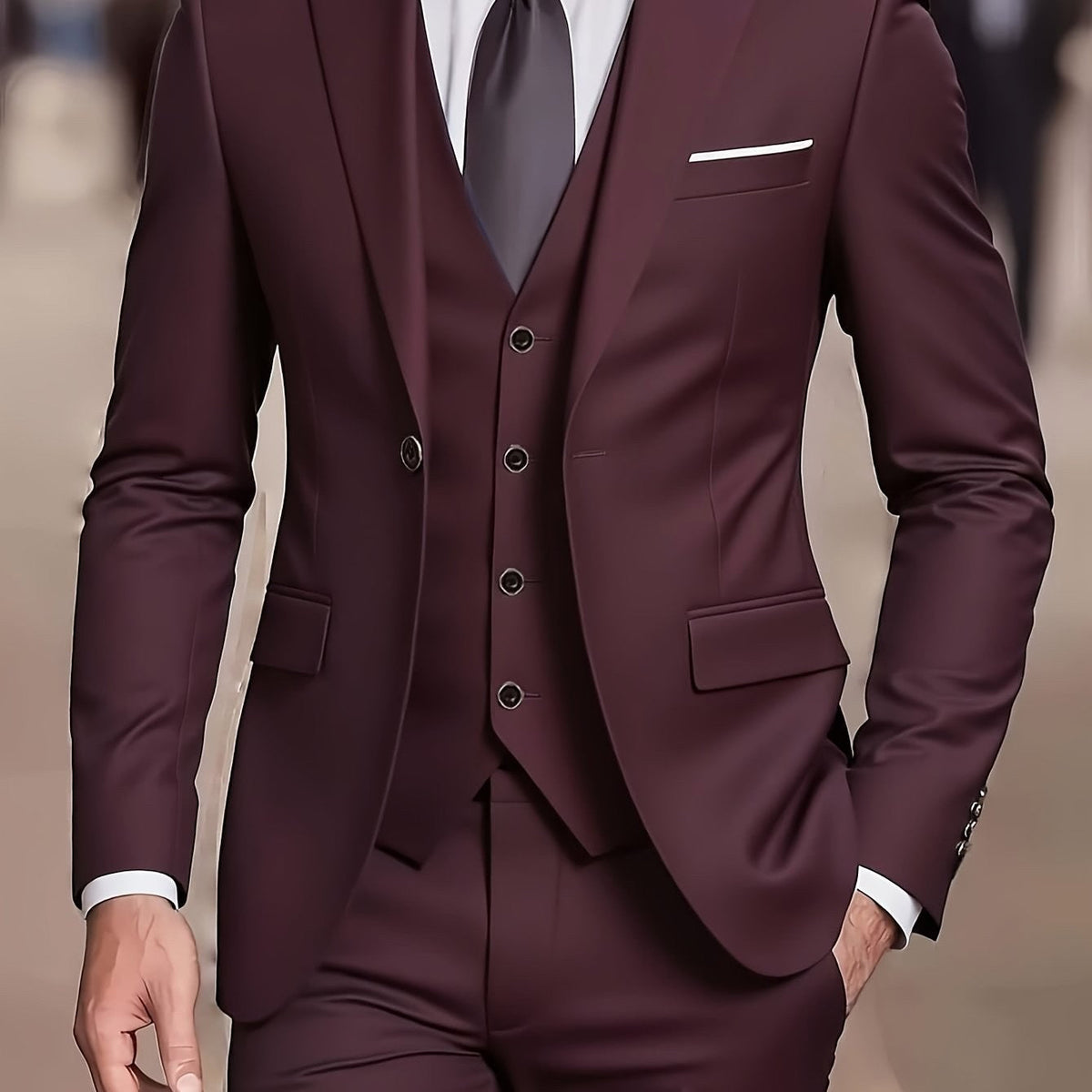 Jayden | Men's Fitted Three-Piece Suit, Tailored Blazer Suit | Animated Apparel