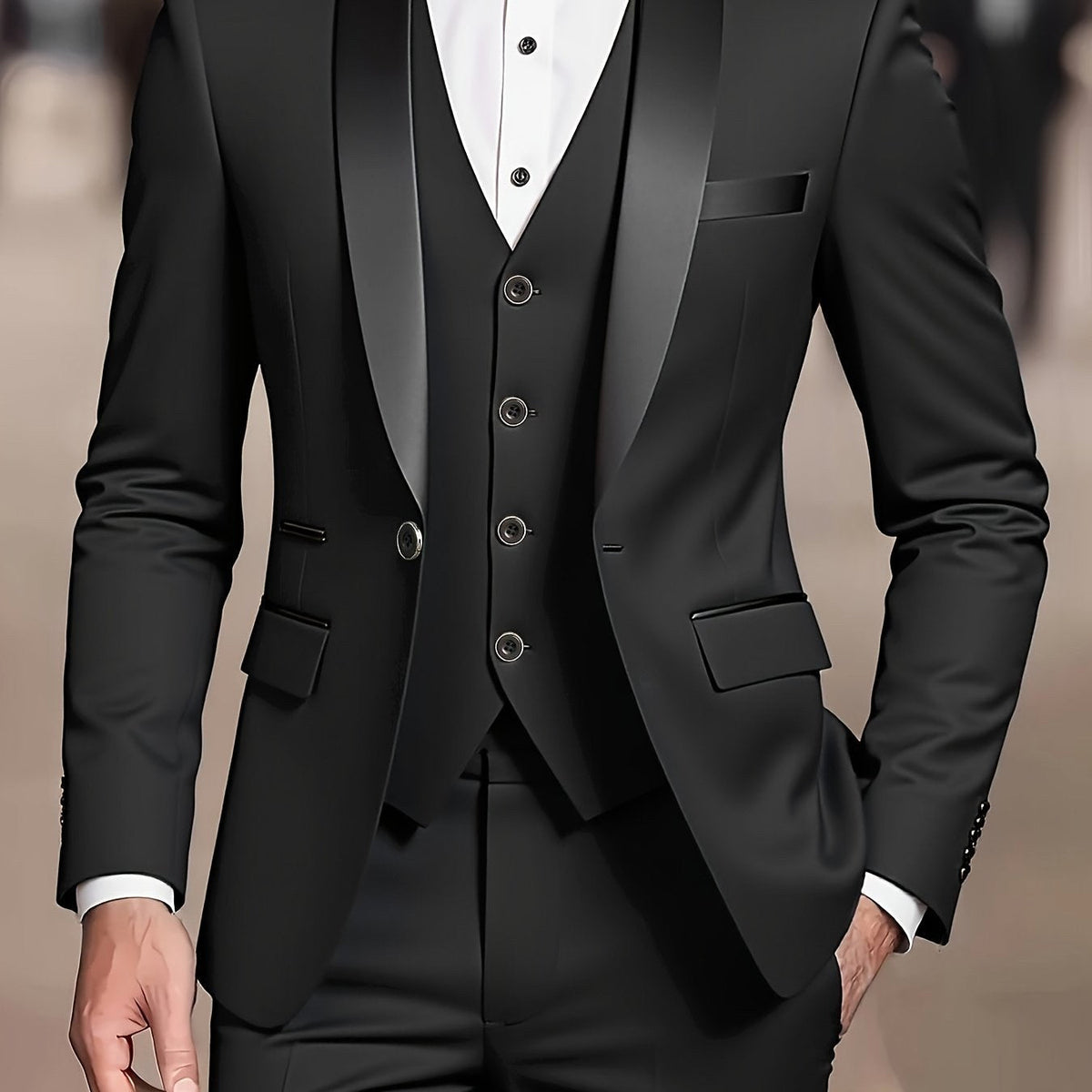 Jayden | Men's Fitted Three-Piece Suit, Tailored Blazer Suit | Animated Apparel