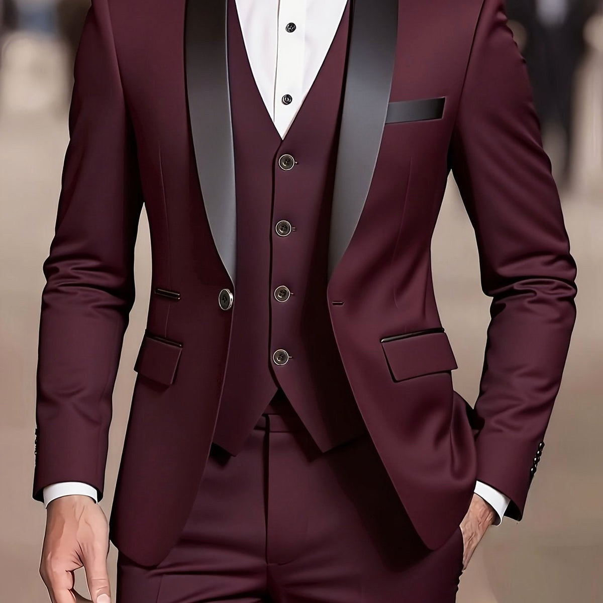 Jayden | Men's Fitted Three-Piece Suit, Tailored Blazer Suit | Animated Apparel