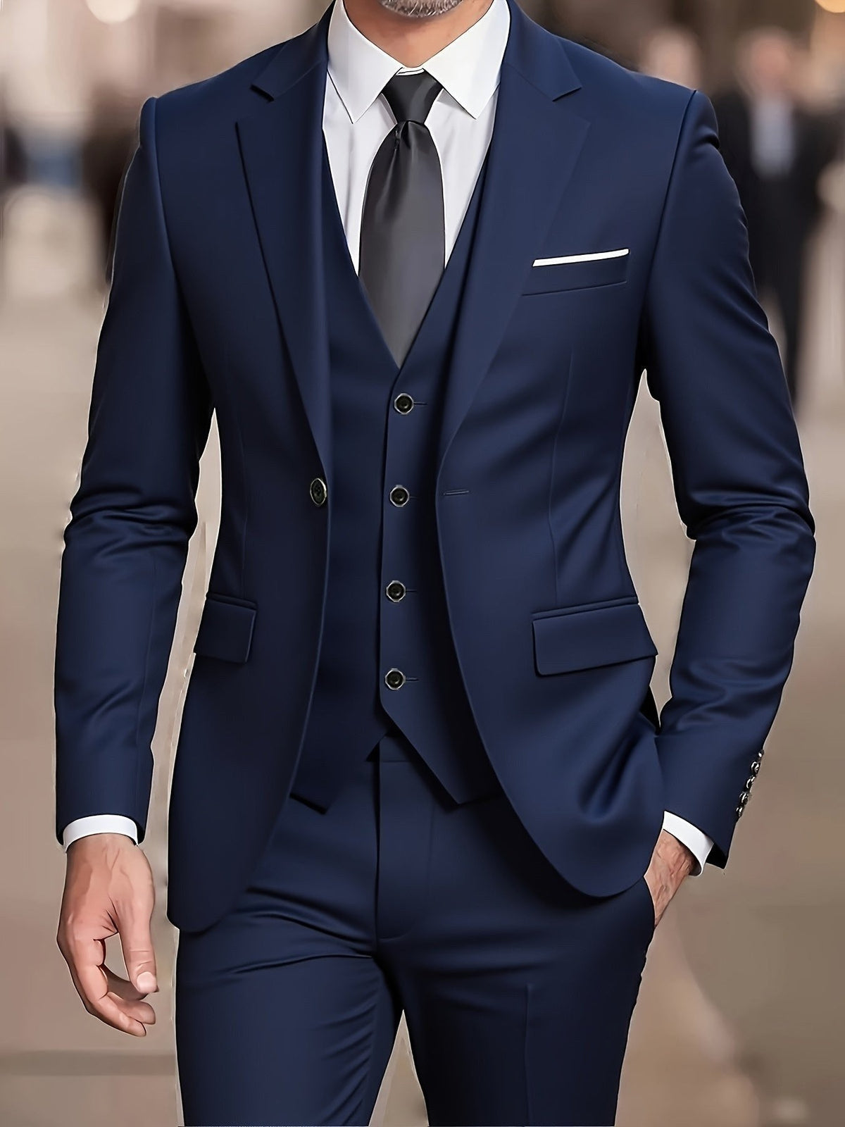 Jayden | Men's Fitted Three-Piece Suit, Tailored Blazer Suit | Animated Apparel