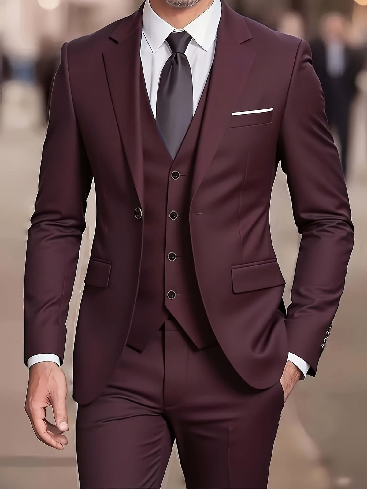 Jayden | Men's Fitted Three-Piece Suit, Tailored Blazer Suit | Animated Apparel
