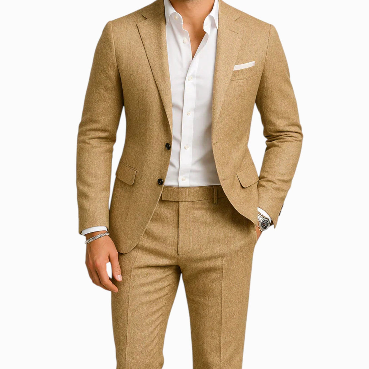 Thiago | Men's Linen Two-Piece Suit, Classic Tailored Suit | Animated Apparel