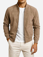 Nigel | Men's Suede-Textured Structured Jacket, Tailored Autumn Jacket | Animated Apparel | Brown