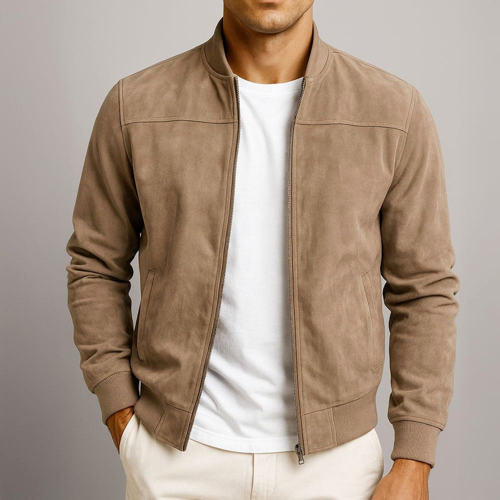 Nigel | Men's Suede-Textured Structured Jacket, Tailored Autumn Jacket | Animated Apparel | Blue
