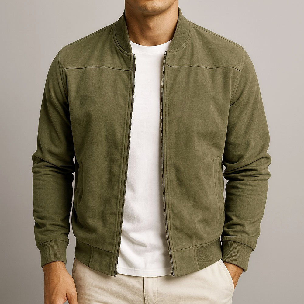 Nigel | Men's Suede-Textured Structured Jacket, Tailored Autumn Jacket | Animated Apparel | Navy Blue