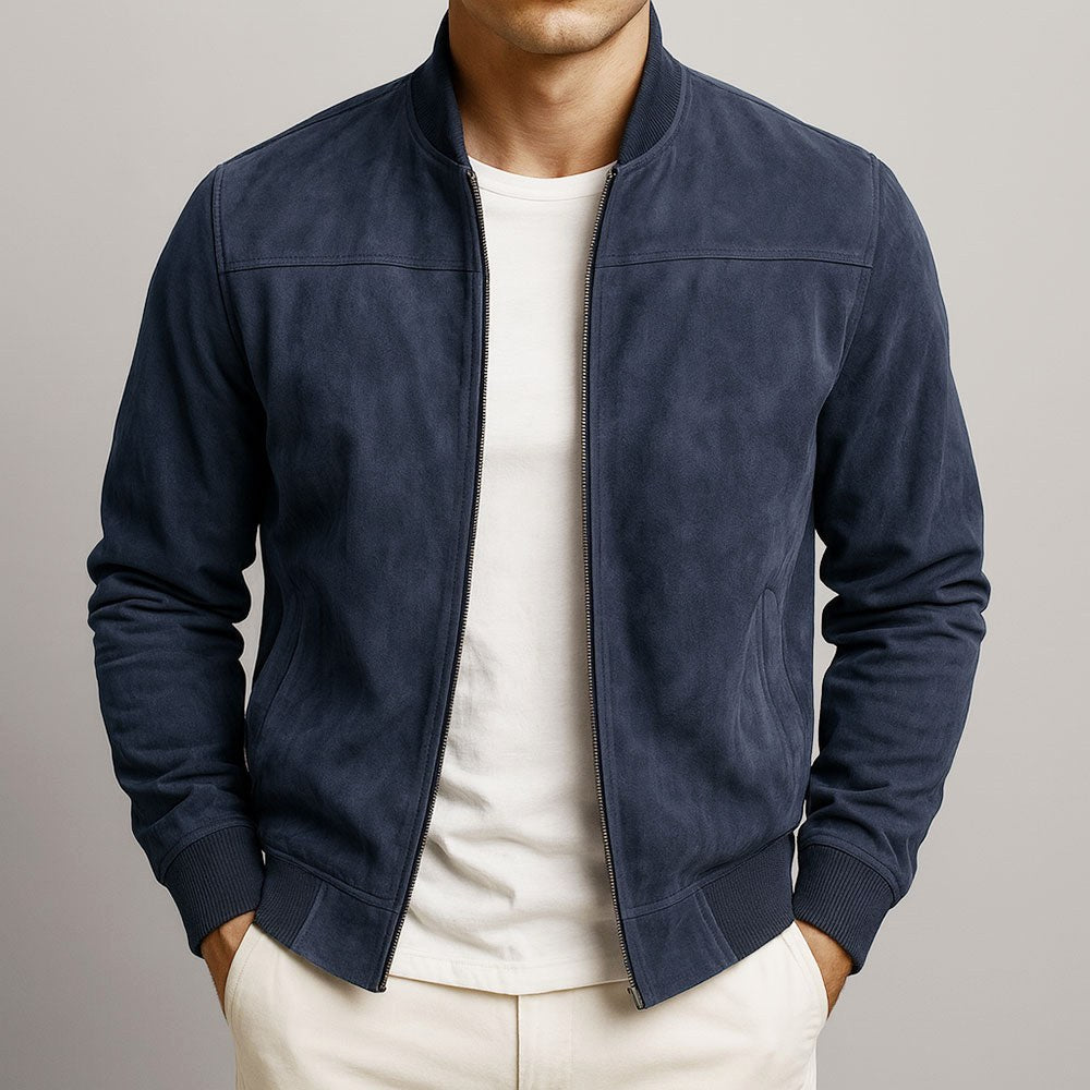 Nigel | Men's Suede-Textured Structured Jacket, Tailored Autumn Jacket | Animated Apparel | Black