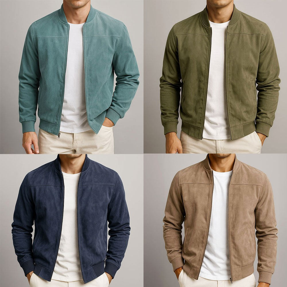 Nigel | Men's Suede-Textured Structured Jacket, Tailored Autumn Jacket | Animated Apparel