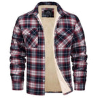 Noah | Men's Sherpa-Lined Plaid Jacket, Button-Front Autumn Jacket | Animated Apparel | Navy Blue