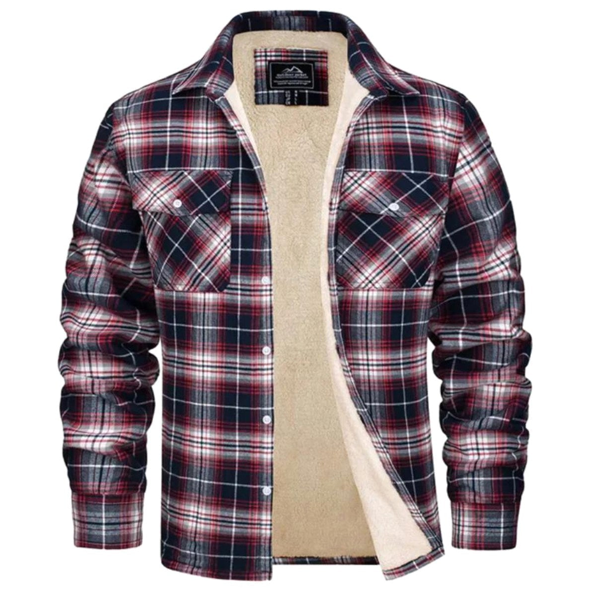 Noah | Men's Sherpa-Lined Plaid Jacket, Button-Front Autumn Jacket | Animated Apparel | Navy Blue