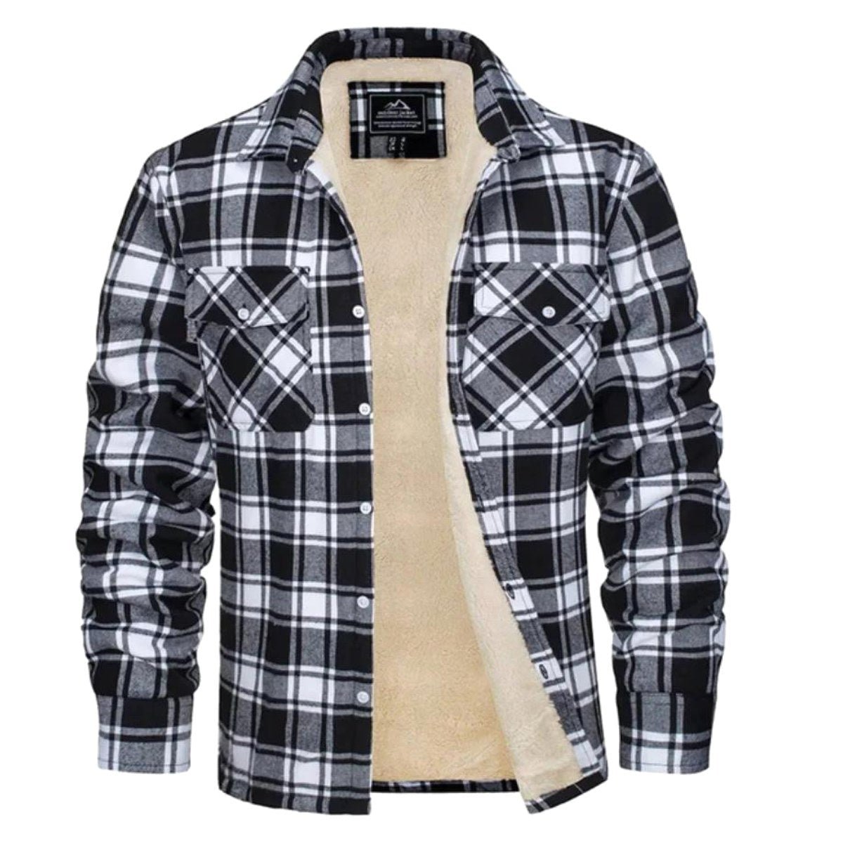 Noah | Men's Sherpa-Lined Plaid Jacket, Button-Front Autumn Jacket | Animated Apparel | Blue-gray