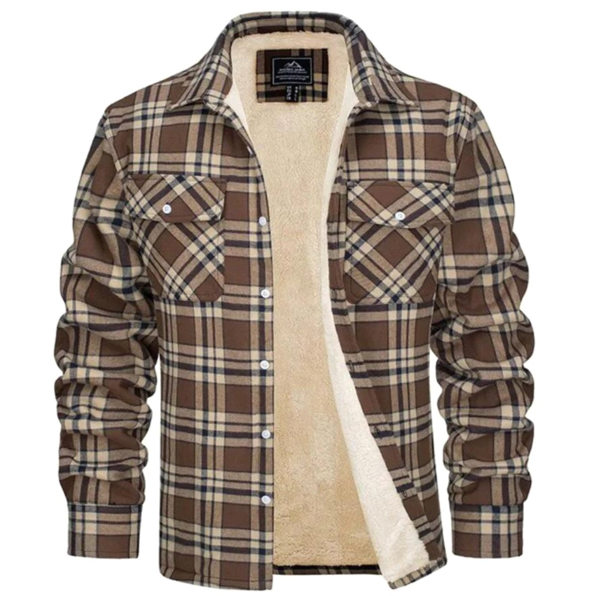 Noah | Men's Sherpa-Lined Plaid Jacket, Button-Front Autumn Jacket | Animated Apparel