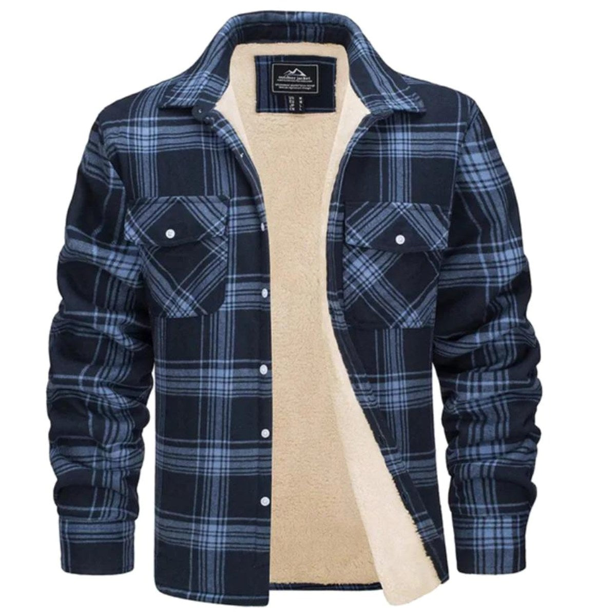 Noah | Men's Sherpa-Lined Plaid Jacket, Button-Front Autumn Jacket | Animated Apparel
