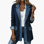 Noelle | Women's Hybrid Knit-Denim Jacket, Relaxed Button-Front Jacket | Animated Apparel