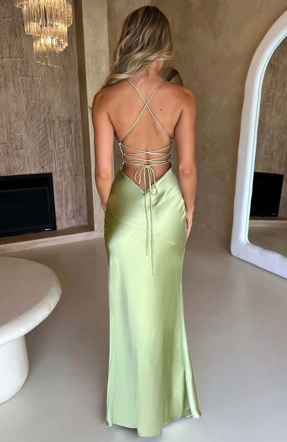 Noelle | Women's Thin Strap High Slit Maxi Dress - image 12