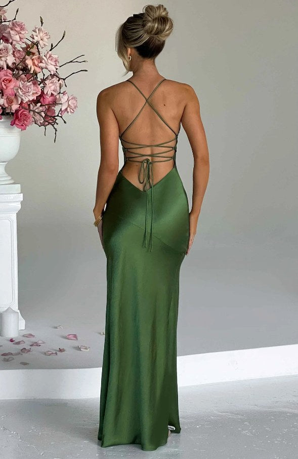 Noelle | Women's Thin Strap High Slit Maxi Dress - image 8