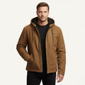 Nolan | Men's Fleece-Lined Hooded Jacket, Retro Autumn Jacket | Animated Apparel | Khaki