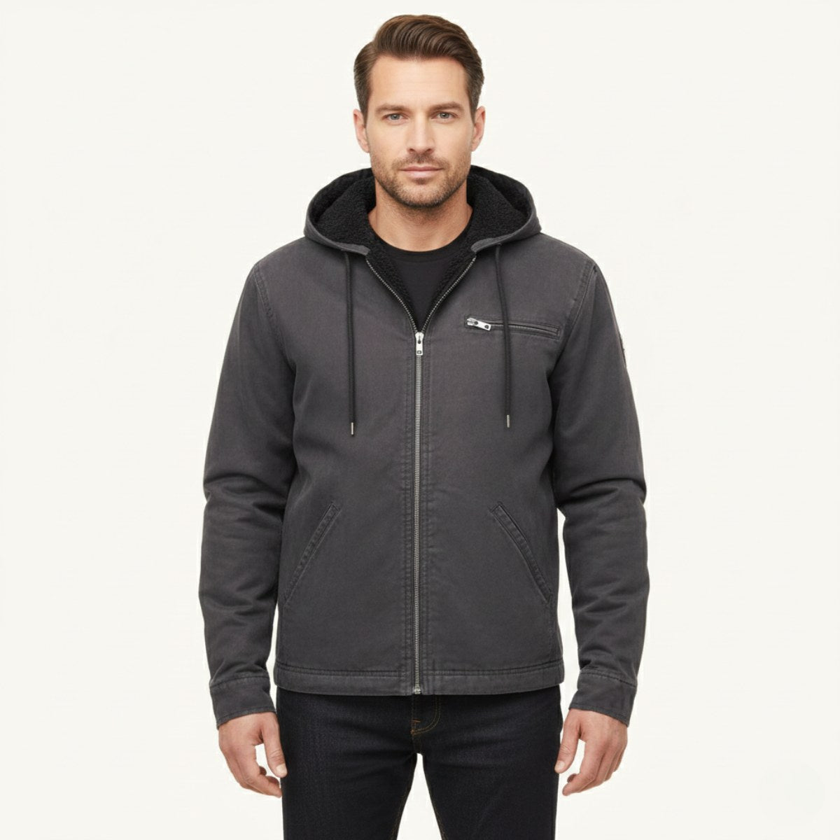Nolan | Men's Fleece-Lined Hooded Jacket, Retro Autumn Jacket | Animated Apparel