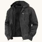 Nolan | Men's Fleece-Lined Hooded Jacket, Retro Autumn Jacket | Animated Apparel