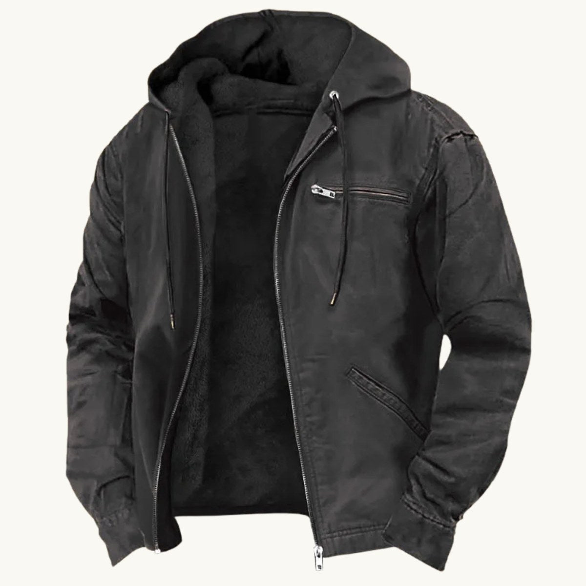 Nolan | Men's Fleece-Lined Hooded Jacket, Retro Autumn Jacket | Animated Apparel