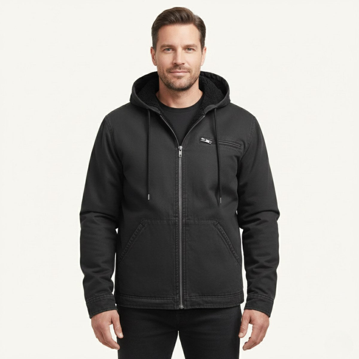 Nolan | Men's Fleece-Lined Hooded Jacket, Retro Autumn Jacket | Animated Apparel