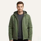 Nolan | Men's Fleece-Lined Hooded Jacket, Retro Autumn Jacket | Animated Apparel | Navy Blue