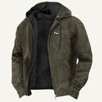 Nolan | Men's Fleece-Lined Hooded Jacket, Retro Autumn Jacket | Animated Apparel | Dark Grey