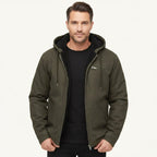 Nolan | Men's Fleece-Lined Hooded Jacket, Retro Autumn Jacket | Animated Apparel | Black
