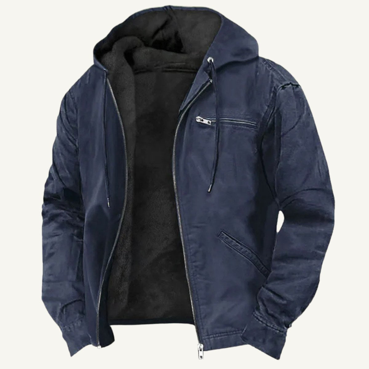 Nolan | Men's Fleece-Lined Hooded Jacket, Retro Autumn Jacket | Animated Apparel