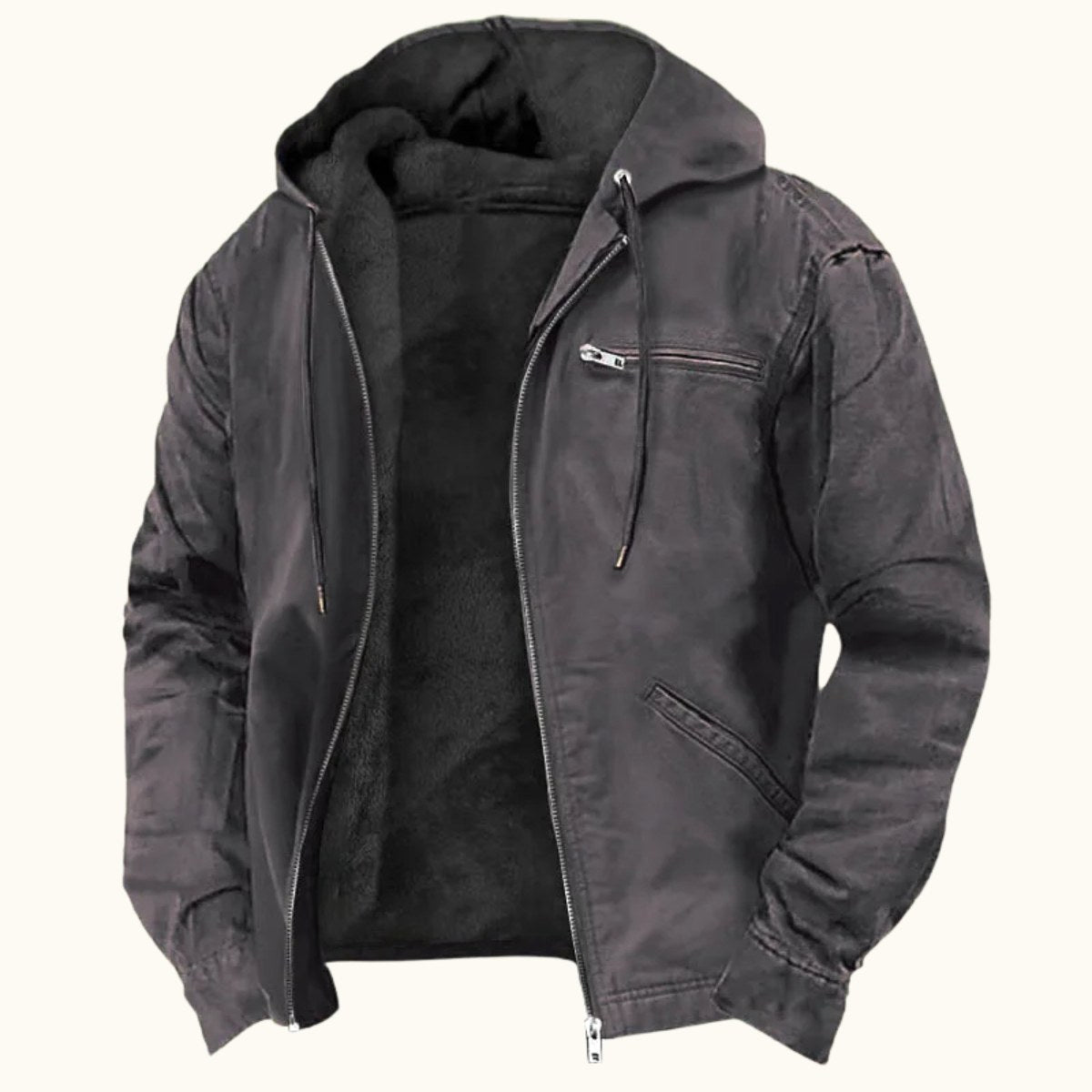 Nolan | Men's Fleece-Lined Hooded Jacket, Retro Autumn Jacket | Animated Apparel