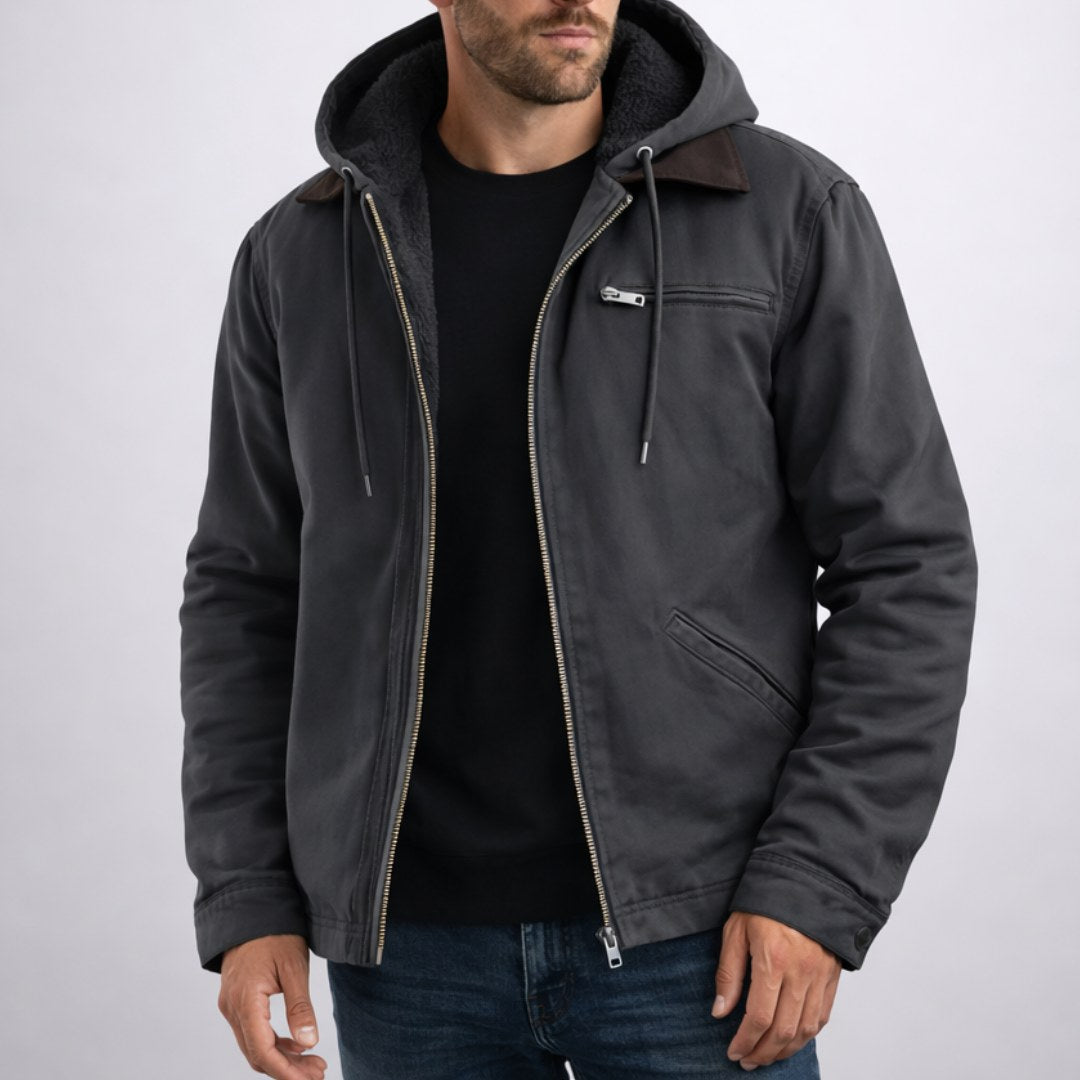 Nolan | Men's Hooded Lined Jacket, Comfortable Everyday Jacket | Animated Apparel | Grey