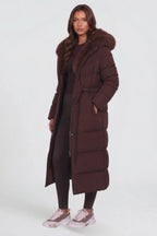 Brooklyn | Women's Long Padded Winter Coat, Hooded Faux Fur Collar Jacket | Animated Apparel
