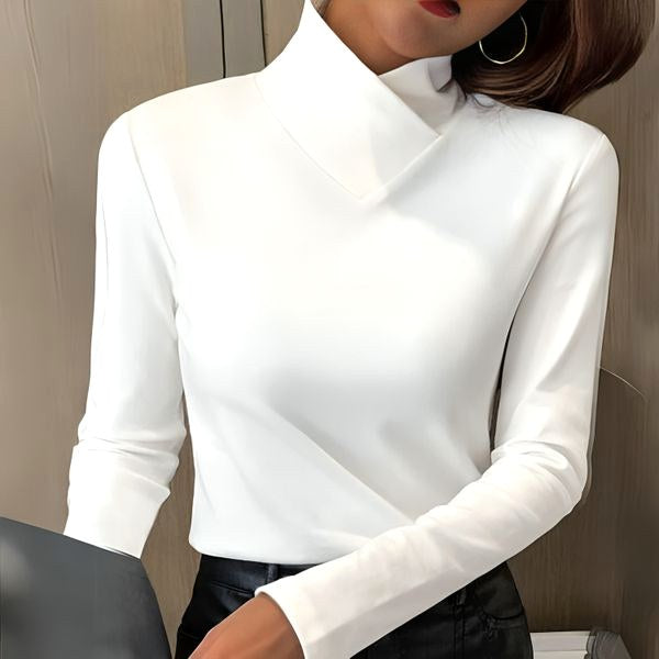Nora | Women's Soft Turtleneck Jumper, Fitted Everyday Knitwear | Animated Apparel | White
