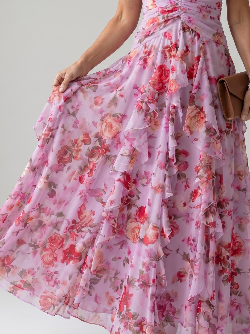 Nori | Halter Neck Ruched Bodice Floral Maxi Dress - image 3