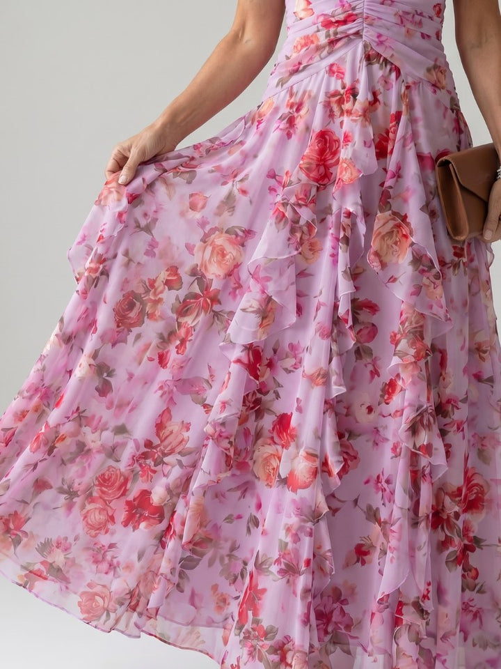 Nori | Halter Neck Ruched Bodice Floral Maxi Dress - image 3