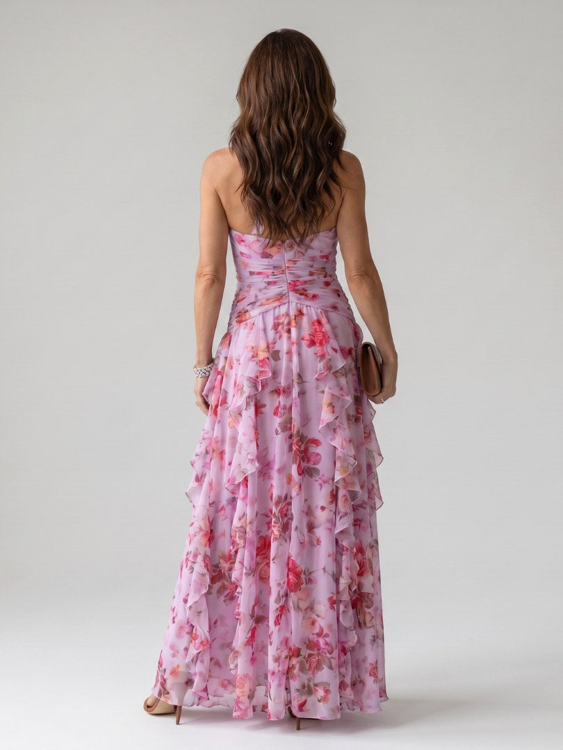 Nori | Halter Neck Ruched Bodice Floral Maxi Dress - image 4