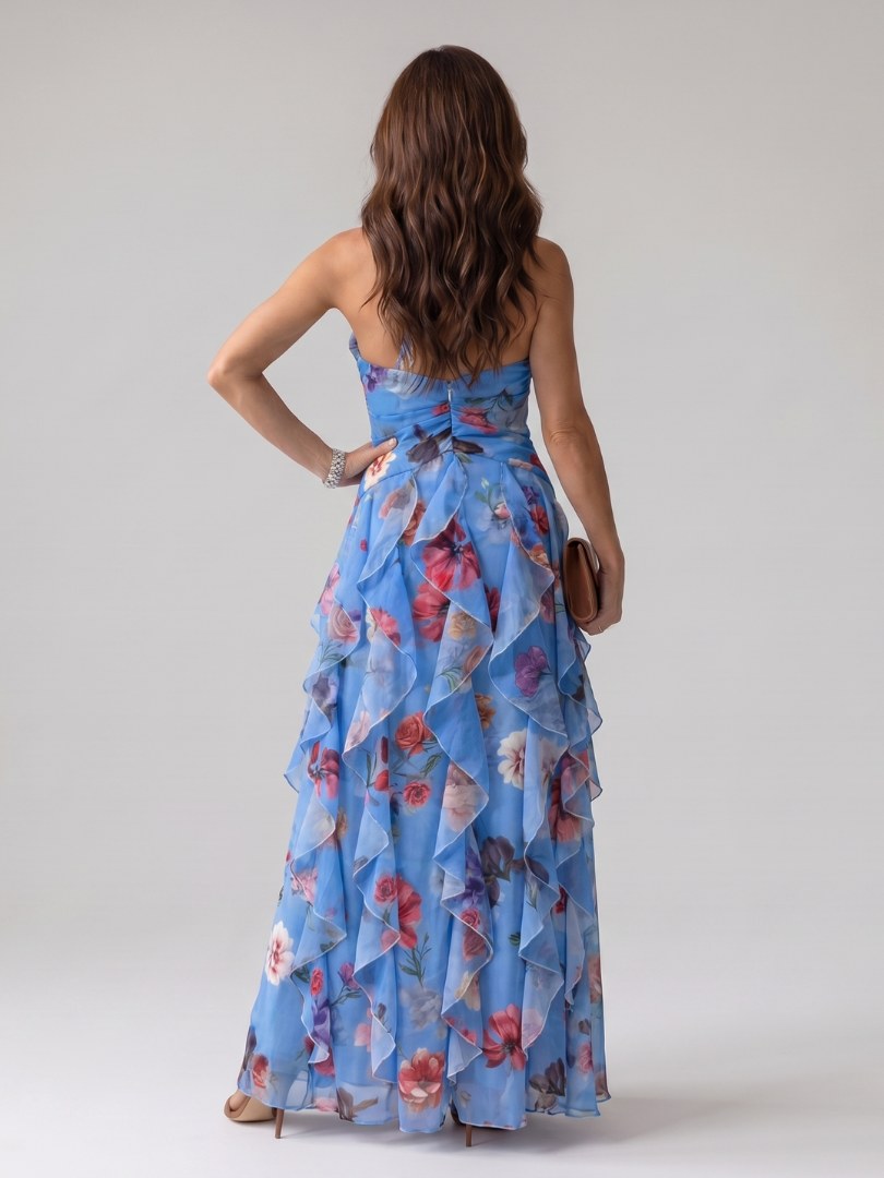 Nori | Halter Neck Ruched Bodice Floral Maxi Dress - image 6