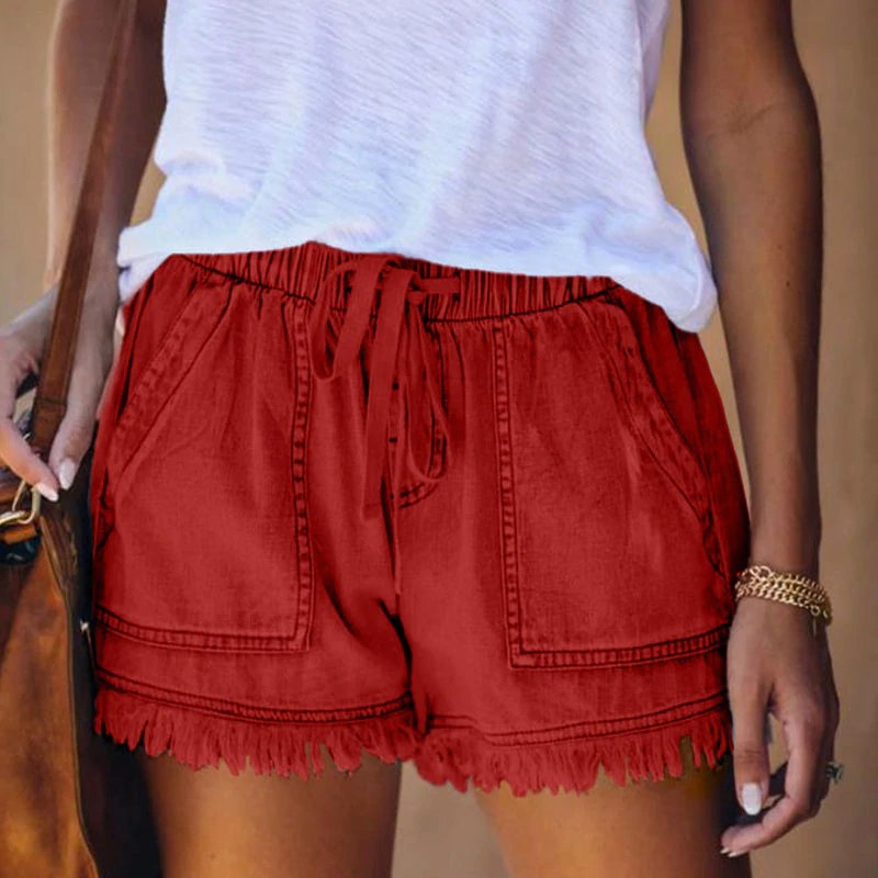 Oakley | Women's Stretch Denim Shorts - Red