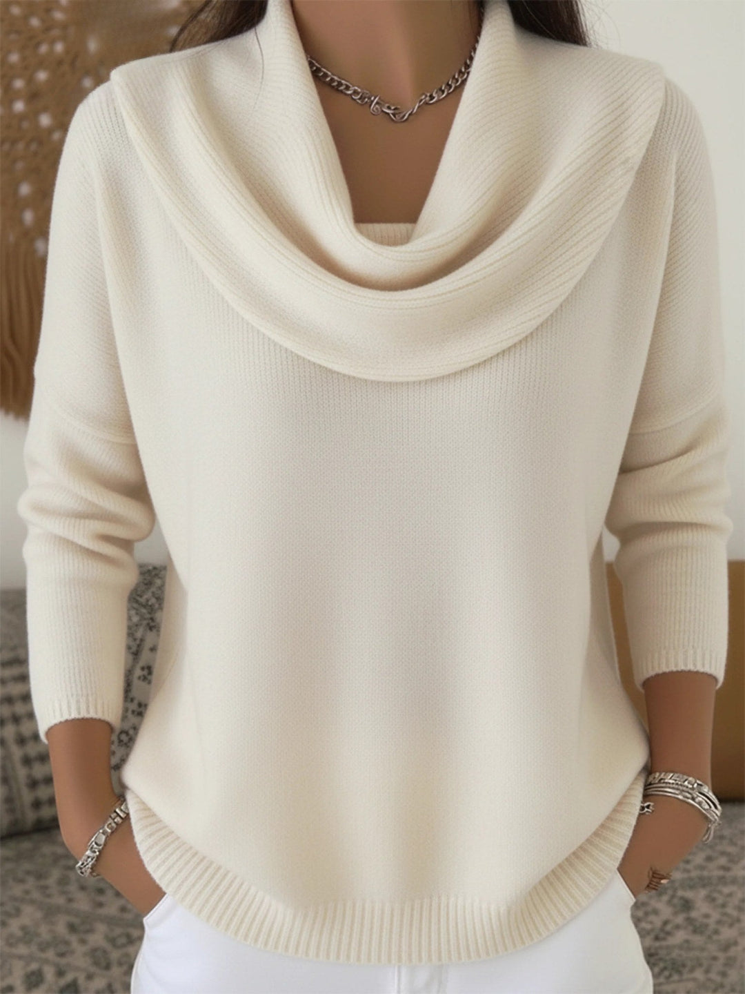 Odette | Women's Merino Wool Jumper, Cowl Neck Knit Jumper | Animated Apparel