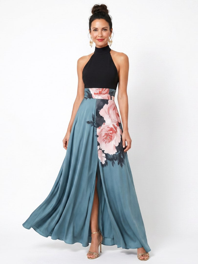 Olympas | Women's Halter Floral Maxi Dress - Multicolor