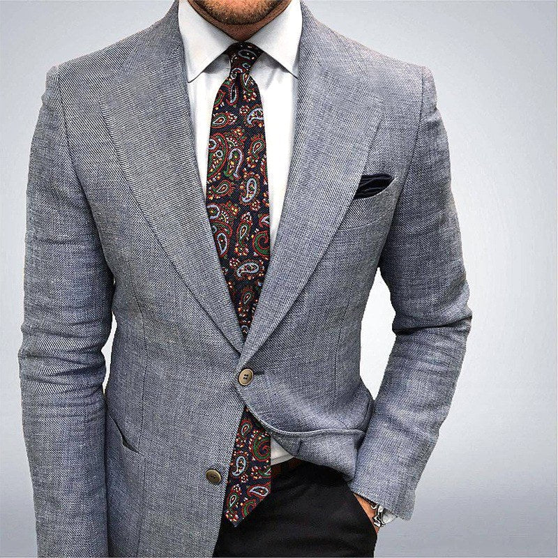Oscar | Men's Tailored Blazer with Textured Finish, Smart Jacket | Animated Apparel | Blue