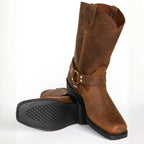 Oswin | Men's Mid-Calf Cowboy Boots, Harness Style Western Boots | Animated Apparel | Black