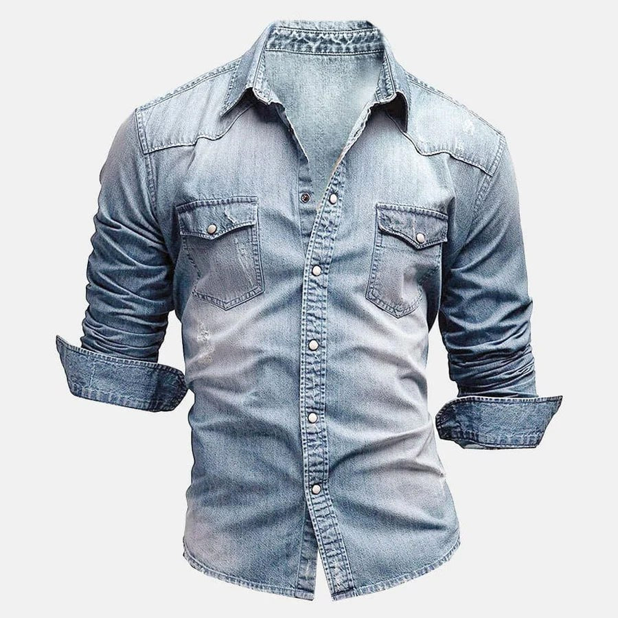 Aiden | Men's Faded Button-Up Shirt, Slim-Fit Casual Shirt | Animated Apparel
