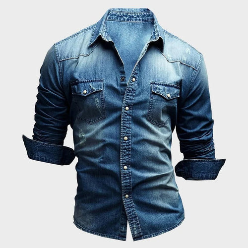 Aiden | Men's Faded Button-Up Shirt, Slim-Fit Casual Shirt | Animated Apparel