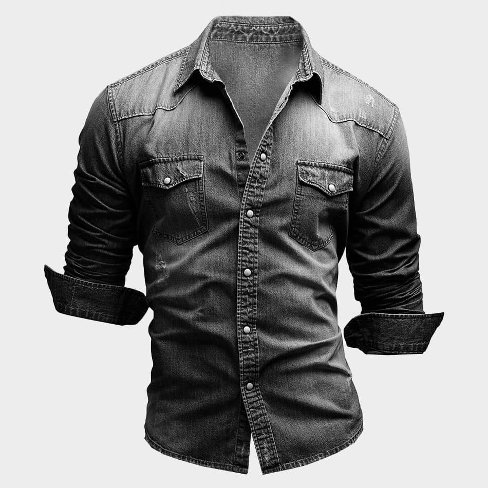 Aiden | Men's Faded Button-Up Shirt, Slim-Fit Casual Shirt | Animated Apparel
