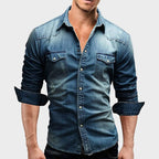 Aiden | Men's Faded Button-Up Shirt, Slim-Fit Casual Shirt | Animated Apparel