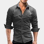 Aiden | Men's Faded Button-Up Shirt, Slim-Fit Casual Shirt | Animated Apparel