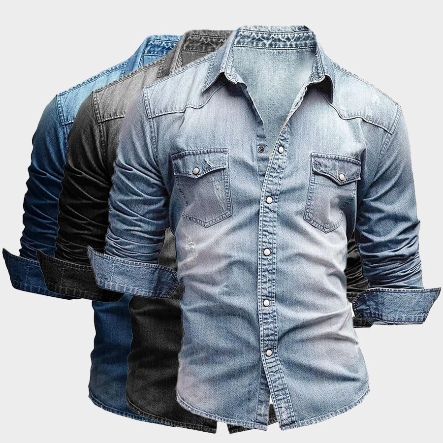 Aiden | Men's Faded Button-Up Shirt, Slim-Fit Casual Shirt | Animated Apparel